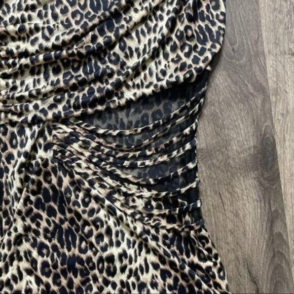 Foreign Exchange One Shoulder Leopard Print Dress Stretch Animal Print Size S - Picture 5 of 9